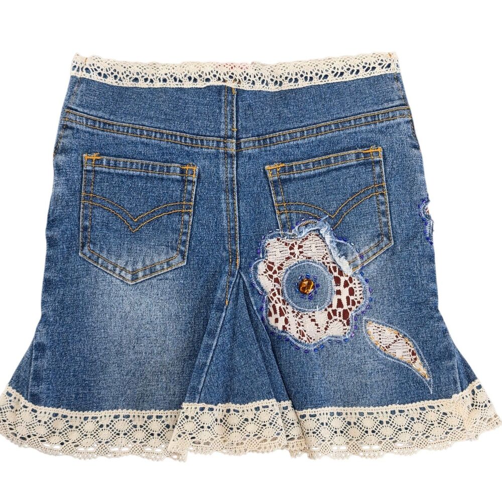 Lipstik Girls Boho Denim Outfit Size 5 Jacket Skirt Top Boho Boutique Sample Y2K - Picture 10 of 16